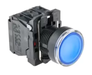 Image of Schneider Electric, Harmony XB5 Illuminated Blue Round Push Button, NO/NC, 22mm Momentary Screw