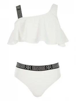 Image of River Island Textured One Shoulder Bikini Set White Size 5-6 Years Girls