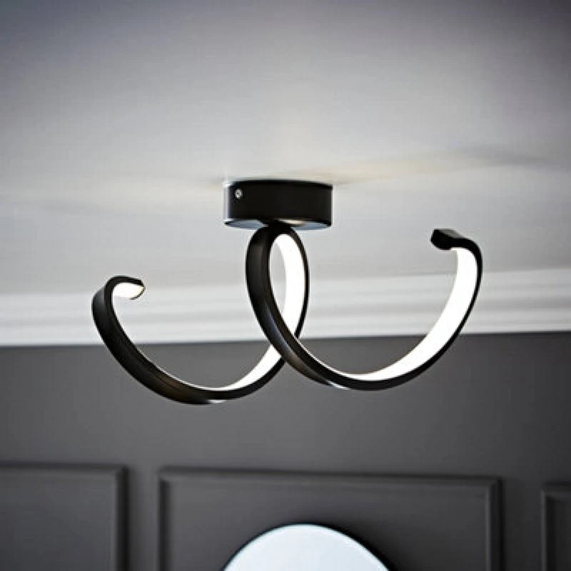 Image of ValueLights Infinity Matte Black Single Twist IP44 Rated Bathroom Integrated LED Wall Light Black