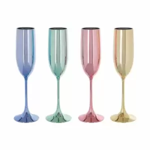Image of Maison Champagne Glasses, Set of 4 Assorted Colours, Electroplated Finish