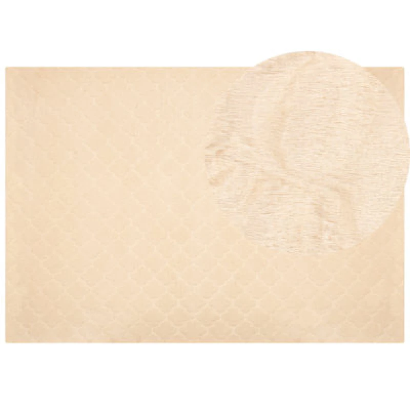 Image of Beliani Faux Fur Rug Gharo Beige 160 X 230 Cm