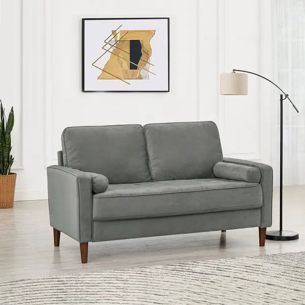Image of Home Detail Edward Velvet 2 Seater Sofa Grey