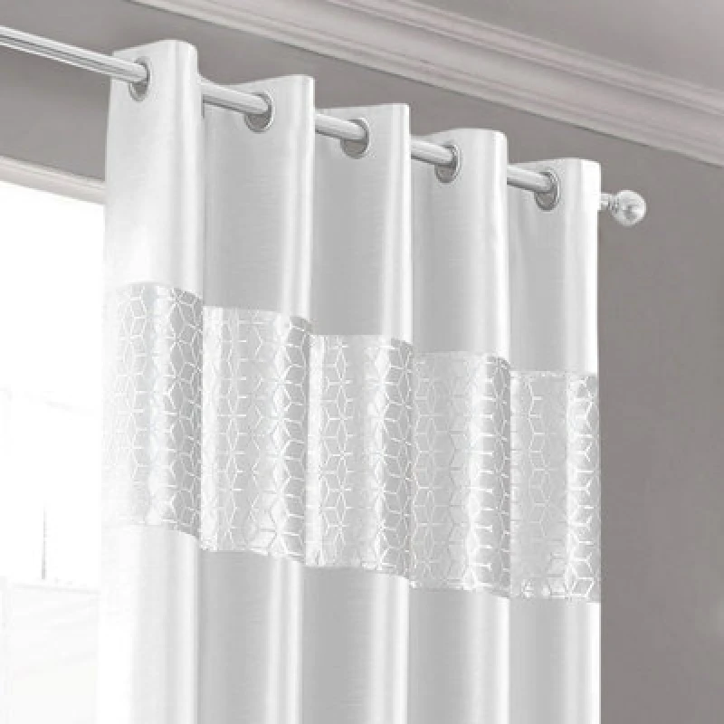 Image of Intimates Vera Faux Silk Crushed Velvet Ready Made Eyelet Curtains - White