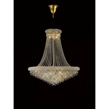 Image of Pendant light Alexetra 18 bulbs gold / crystal