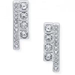 Image of DKNY Jewellery Silver Coloured Pave Cube Stud Earrings