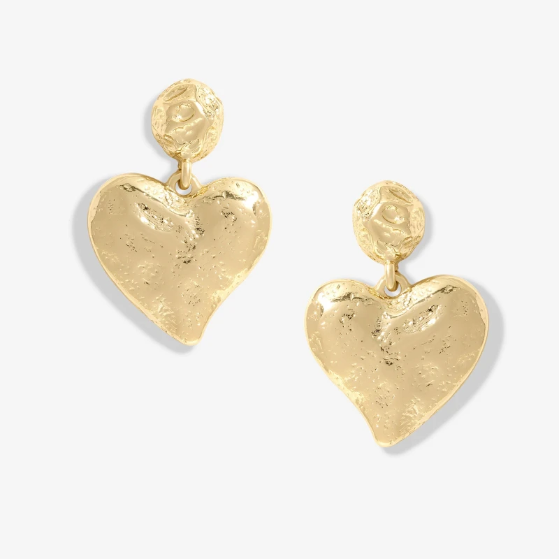 Image of Mood Gold Hammered Matte Twisted Heart Drop Earrings Jewellery Sets One Size Gold 72793410000