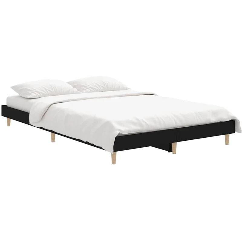 Image of VIDAXL Bed Frame without Mattress Black 120x190cm Small Double Engineered Wood Vidaxl 8720845795719