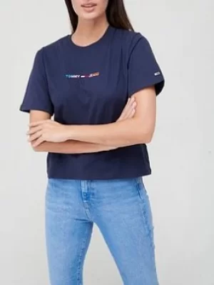 Image of Tommy Jeans Tommy Jeans Boxy Crop Multi Linear Tee