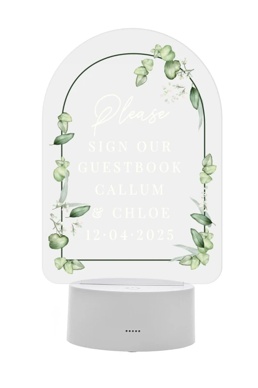 Image of Personalised Memento Company Personalised Message Botanical Wedding Light