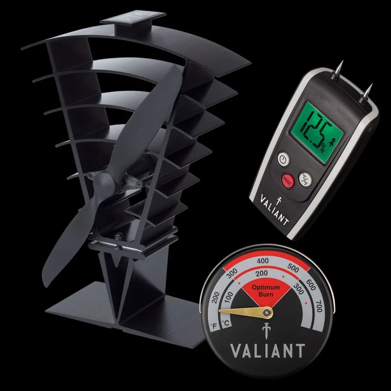 Image of Valiant Valiant Vanquish Stove Fan, Magnetic Thermometer and Moisture Meter in Red Red One Size Unisex 5061026620646