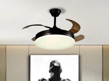 Image of Vento 6 Speed Ceiling Fan Black with LED Light, Retractable Blades with Remote Control, Timer & Reversible Functions