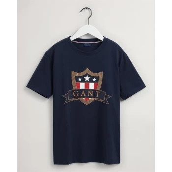 Image of Gant Banner Shield T Shirt Junior - Eve Blue 433