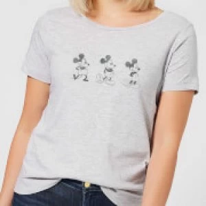 Image of Disney Mickey Mouse Evolution Three Poses Womens T-Shirt - Grey - S