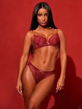 Image of Gossard Superboost Padded Plunge Bra - Raspberry, Raspberry, Size 34E, Women