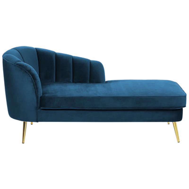 Image of Beliani Left-Hand Chaise Lounge Allier Velvet Navy Blue