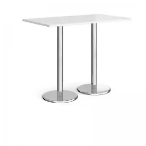 Image of Pisa rectangular poseur table with round chrome bases 1400mm x 800mm -