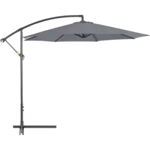 Image of 3(m) Garden Banana Parasol Cantilever Umbrella w/ Cross Base, Grey - Outsunny