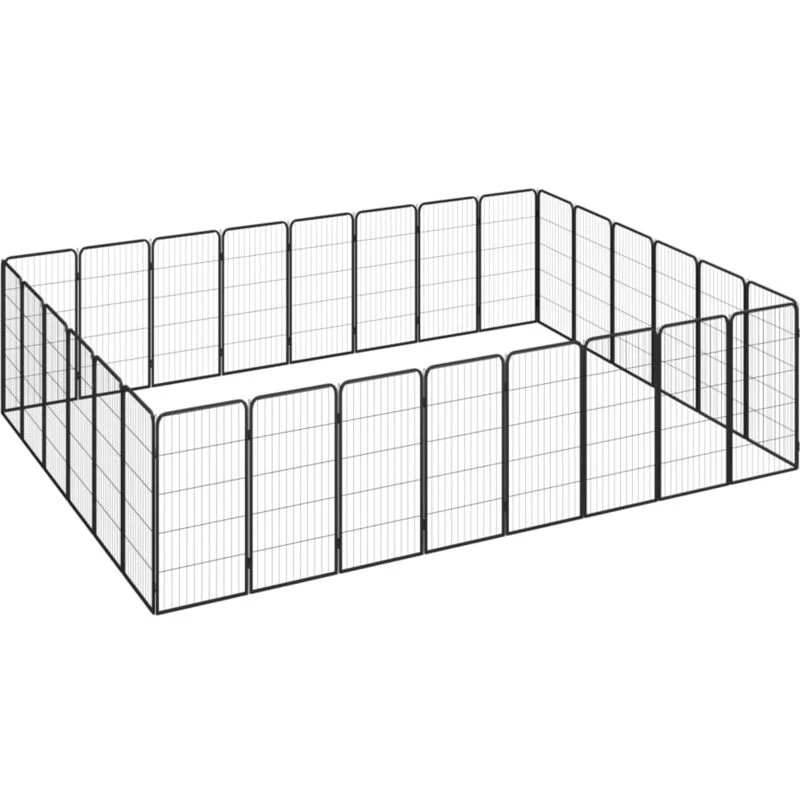 Image of VIDAXL 28-Panel Dog Playpen Black 50x100cm Powder-coated Steel Vidaxl 8720287158967