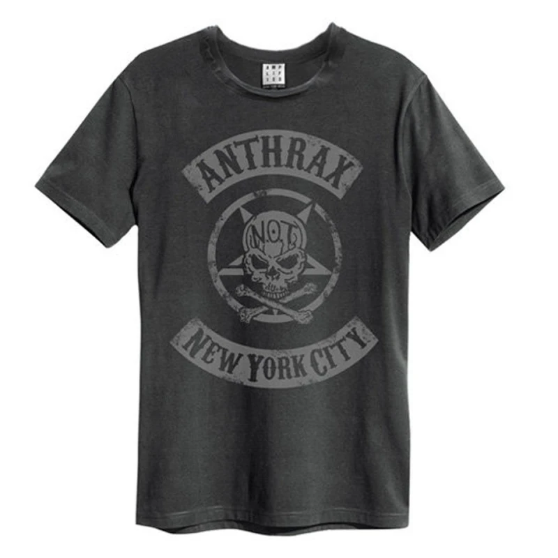 Image of Amplified Amplified Men New York City Anthrax T-Shirt in Charcoal Size: Small Charcoal S Male 5063470091461