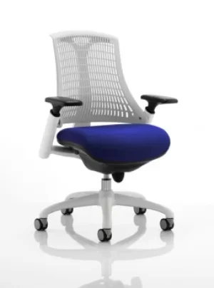 Image of Flex Task Operator Chair White Frame White Back Bespoke Colour Seat Admiral Blue