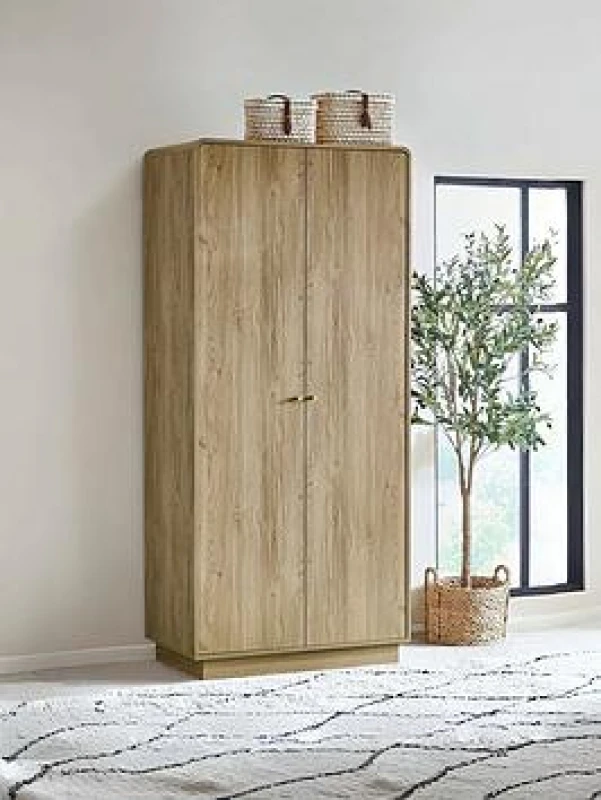 Image of SO'HOME Seluna Retro Oak 2 Door Wardrobe natural oak ONE SIZE