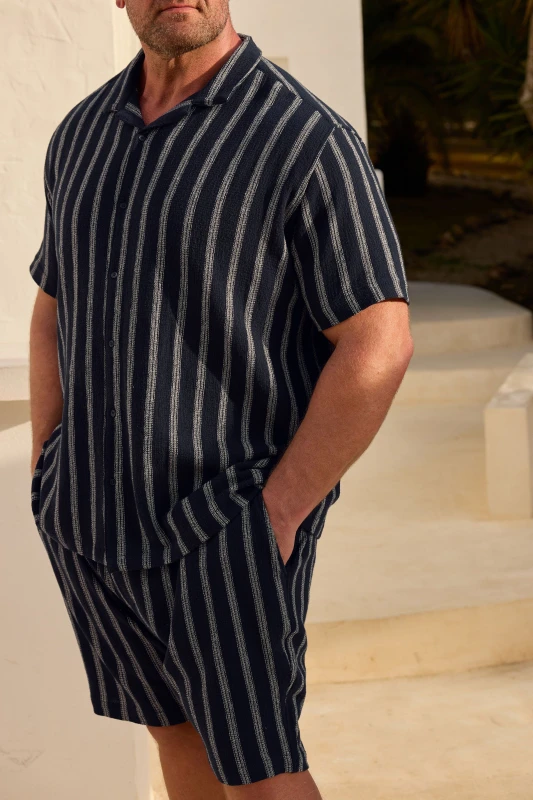 Image of BadRhino BadRhino Men Elasticated Striped Shorts in Dark Navy Size: 2X-large Dark Navy XXL Male 5063589125743