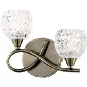 Image of Endon Boyer - 2 Light Indoor Wall Light Antique Brass with Glass, G9