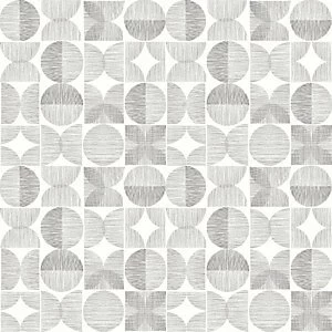 Image of Arthouse Retro Circle Grey Wallpaper Paper