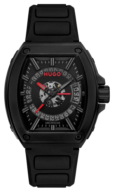 Image of HUGO 1530436 #ICON 3H (40mm) Black Dial / Black Silicone Watch