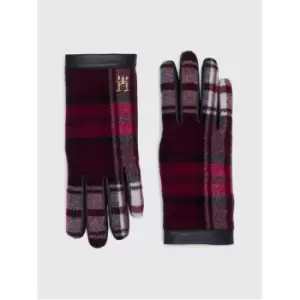 Image of Tommy Hilfiger Tommy Check Leather Gloves - Blue