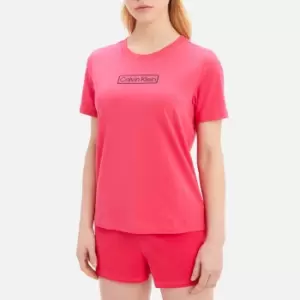 Image of Calvin Klein Womens Short Sleeve Top + Shorts Set - Pink Splendor - M