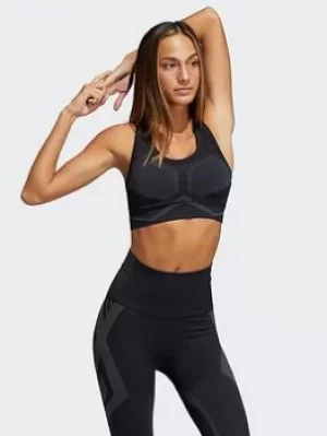 Image of adidas Studio Two-tone Bra, Black/Grey Size M Women