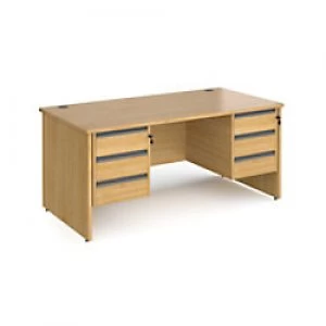 Image of Dams International Straight Desk with Oak Coloured MFC Top and Graphite Frame Panel Legs and 2 x 3 Lockable Drawer Pedestals Contract 25 1600 x 800 x
