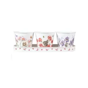 Image of Wrendale Designs - Floral Herb Pots Set of 3 With Tray