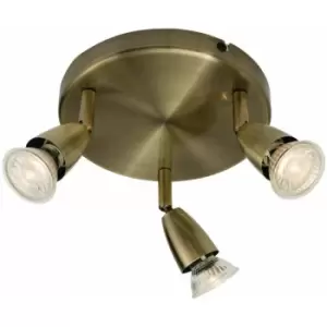 Image of LED Adjustable Ceiling Spotlight Antique Brass Triple GU10 Dimmable Downlight