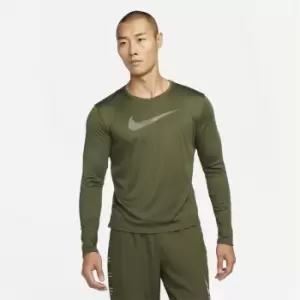 Image of Nike UV Run Division Miler Mens Running Top - Green