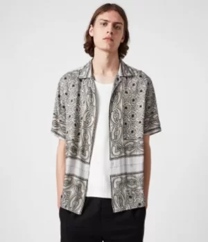 Image of AllSaints Mens Sinaloa Shirt, Cloud Grey, Size: XXL