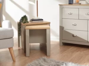 Image of GFW Lancaster Grey and Oak Nest of Tables Flat Packed