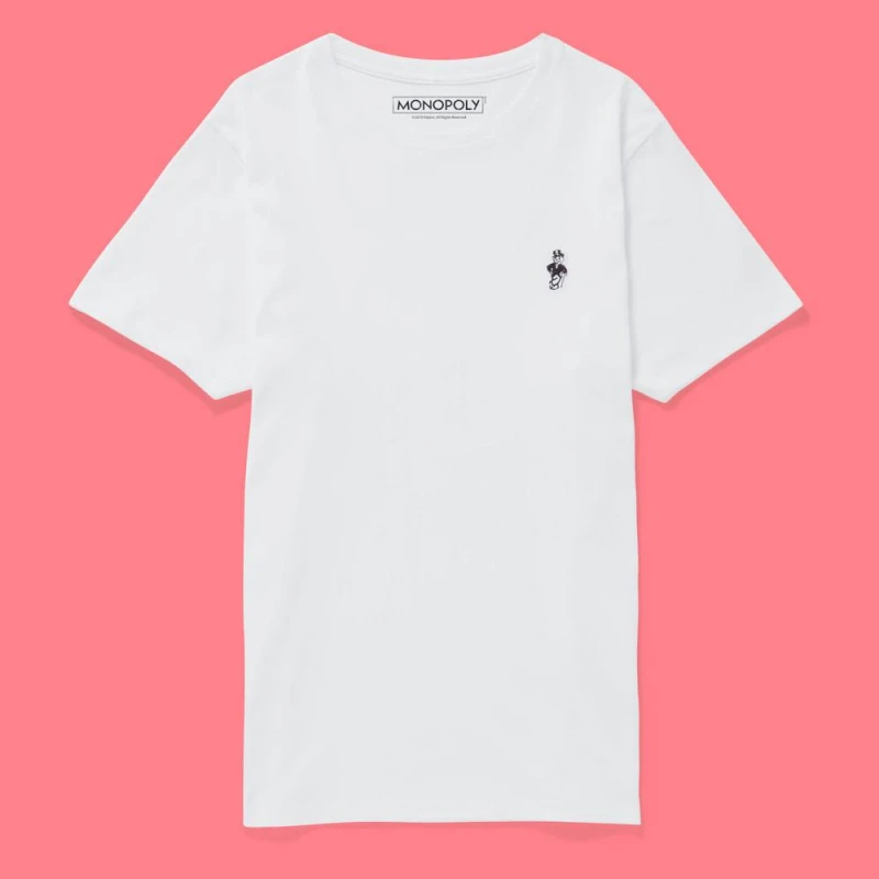 Image of Monopoly Mr Monopoly Embroidered T-Shirt - White - M