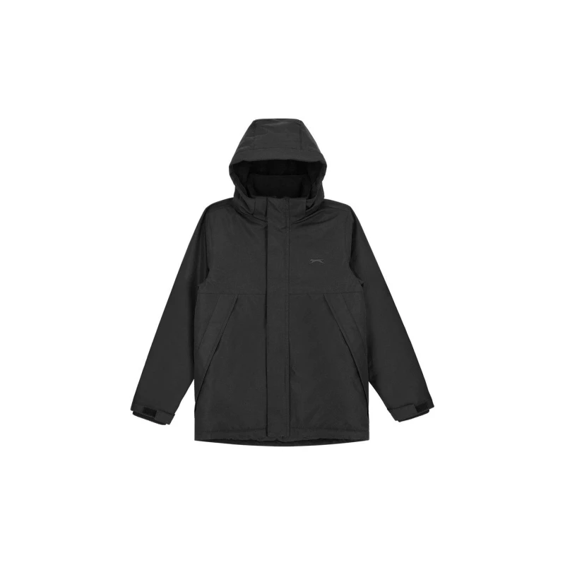 Image of Slazenger Kids Weather Water Resistant Hooded Puffer Jacket Black male 7-8 Years