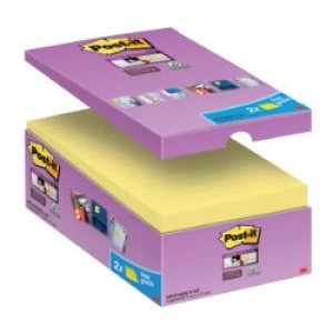 Image of Post it Super Sticky Notes 76 x 127mm Canary Yellow 16 Pieces of 90 Sheets
