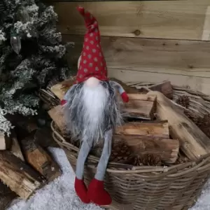 Image of 54cm Festive Christmas Haired Gonk with Dangly Legs in Polka Dot Hat