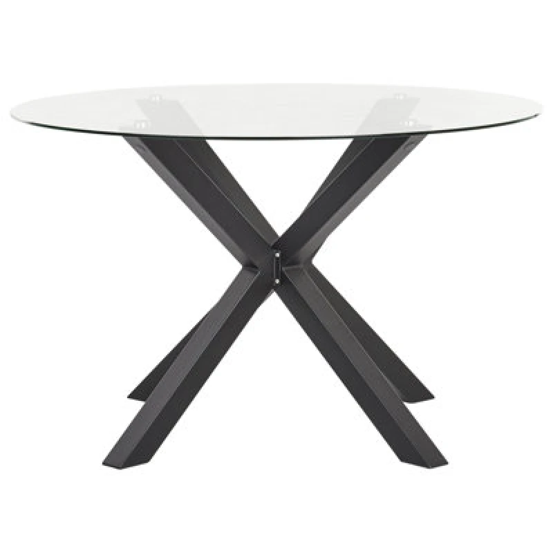 Image of Beliani Garden Dining Table Maletto 120 Cm 120 Cm Glass Black