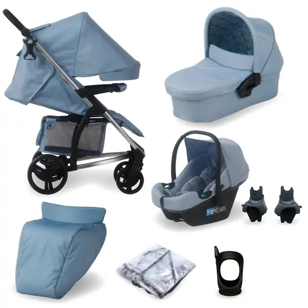Image of My Babiie MB200i 3-in-1 Travel System with i-Size Car Seat - Dani Dyer Blue Plaid