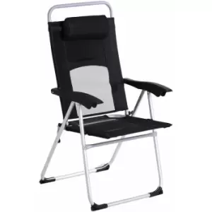 Image of Outdoor Garden Folding Chair Armchair Reclining Seat w/Pillow Black - Black - Outsunny