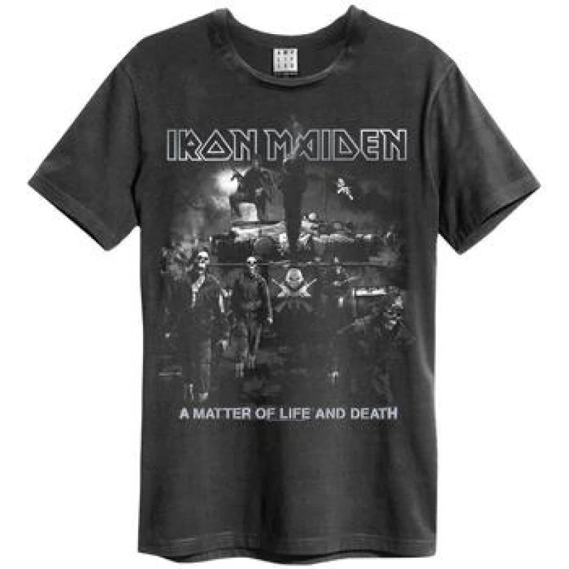Image of Amplified Amplified Men Life Or Death Iron Maiden T-Shirt in Charcoal Size: X-Small Charcoal XS Male 5063527284105