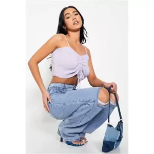 Image of I Saw It First Lilac Knitted Ruched Cami Top - Purple