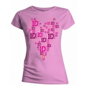 Image of One Direction Heart Logo Skinny Pink TS: Small