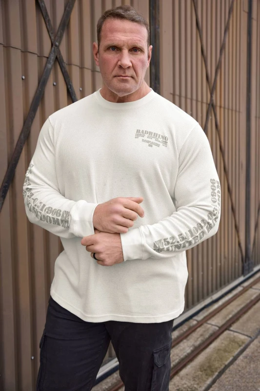 Image of BadRhino Mens Military Waffle Long Sleeve T-Shirt in Off-White Size: 3XL Off-White Male 3XL