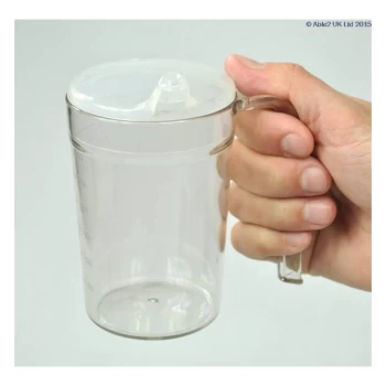 Image of Clear Drinking Cup with handle & 2 lids 280ml